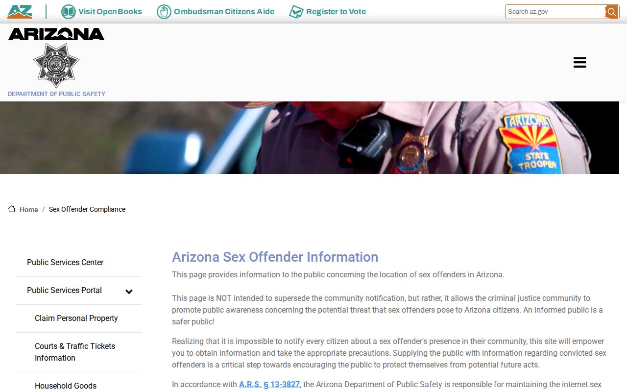 Pima County sex offender search through Arizona DPS compliance